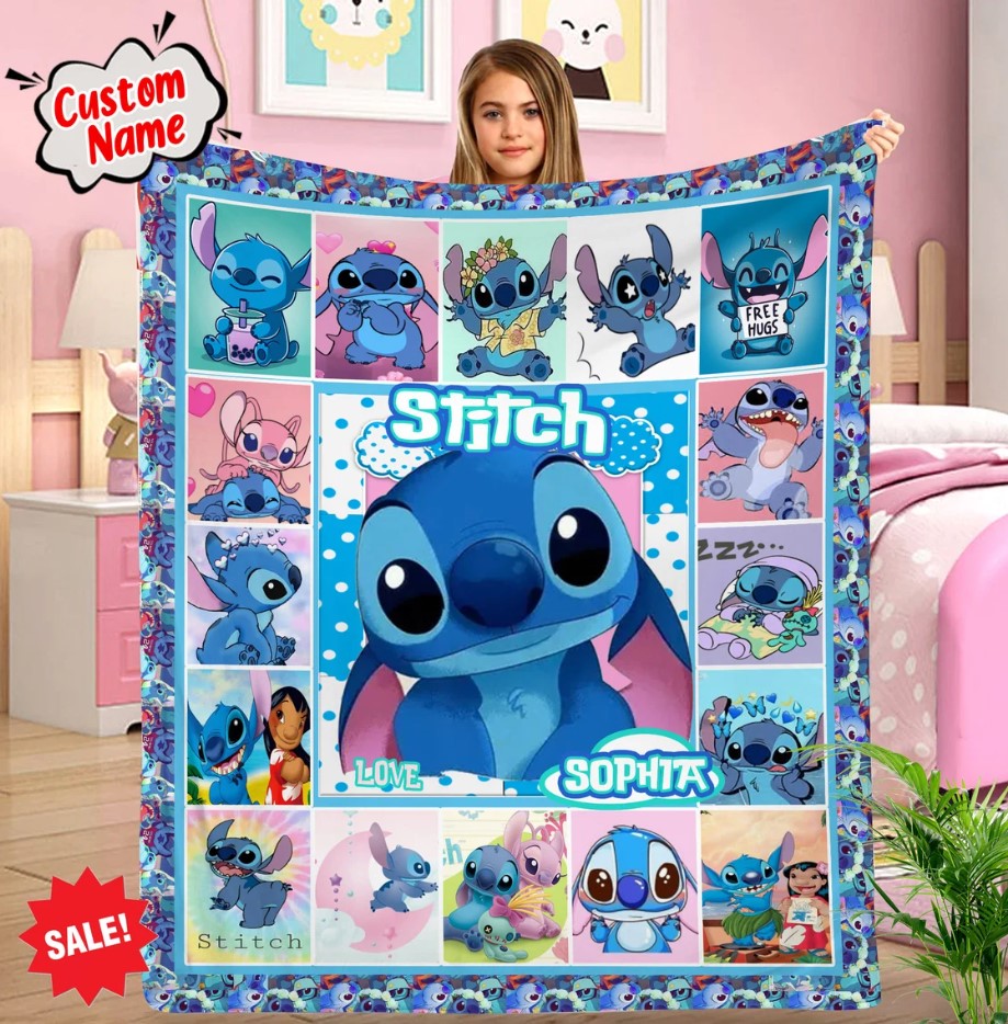 Personalized Stitch Fleece Blanket Personalized Stitch Ohana Means Family Lilo And Stitch Blanket Stitch Lover Funny Stitch Quilt